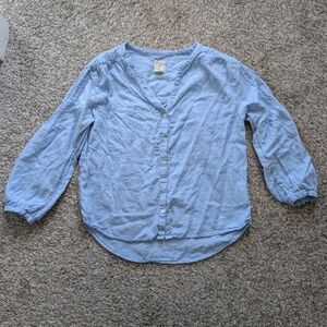 Joie Linen Blend Light Blue Button-Up Blouse Women's S Cottage Core